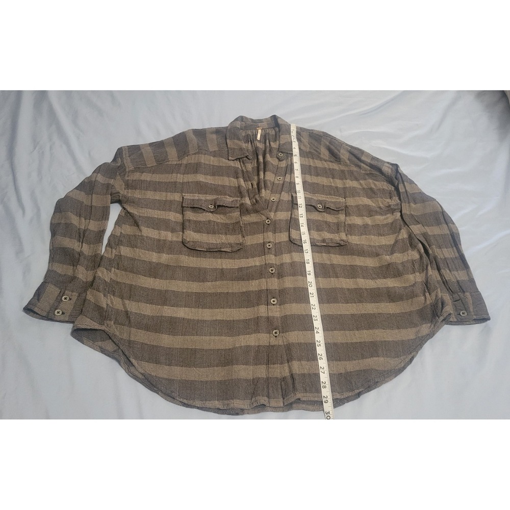 Free People Plaid Shirt Button down W/Pockets Oversized Size Small - Picture 7 of 8